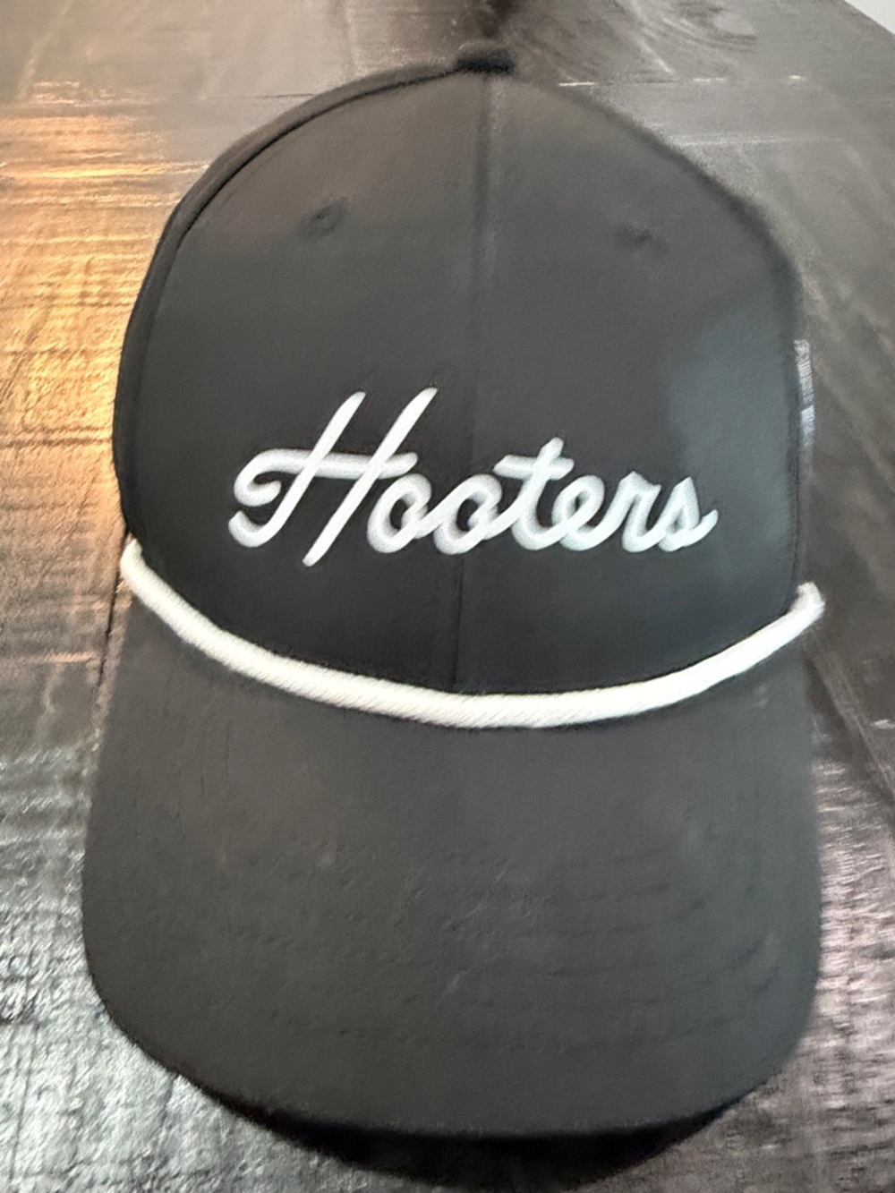 Hooters Black Hat with White Rope Accent